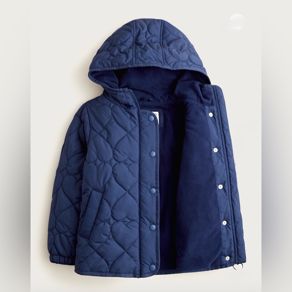 J. Crew Navy Quilted Hooded Puffer Jacket for Kids - Picture 2 of 6